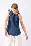 Women's Indigo Blue Halter Neck Slim Denim Tunic - 6