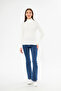 Women's White Long Sleeve Turtleneck Knitwear Sweater - 8