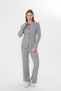Women's Soft Textured Cardigan-Pants Bottom-Top Knitwear Set 7119 Gray - 2