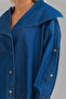 Women's Cotton Denim Fabric Sleeve Slit Buttoned Magic Collar Denim Shirt Indigo - 6