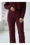Women's Burgundy Knitwear Trousers Single Bottom S-M-L Compatible Flexible One Size - 5
