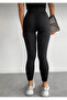 Women's Black Ribbed High Waist Recovery Leggings - 3