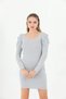 Women's Gray Sleeve Pleated Princess Sleeve Dress (KNITWEAR) - 4