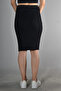 Women's Black Midi Pencil Skirt - 3