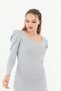 Women's Gray Sleeve Pleated Princess Sleeve Dress (KNITWEAR) - 6