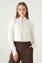 Ecru cu fermoar frontal Cardigan scurt 3080A - 2