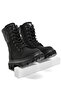 Girl's Black Thermo Sole Quilted Detailed Laced and Zippered Long Boots - 4