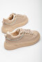 Women's Nude Back Chain Detailed Thick Sole Lace-up Sneakers - 4