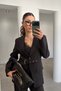 Blazer Belt Design Suit - Black - 5