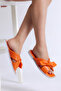 Women's Orange Bow Cross Strap Slippers - 2