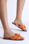 Women's Orange Front Buckle Cross Strap Slippers - 2