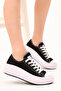 Women's Black Comfortable Thick Soled Sports Shoes - 3