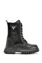 Girl's Black Skin Thermo Sole Lace-up and Zippered Long Boots