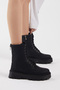 Women's Black Skin Poly Sole Back Zipper Detailed Comfortable Fit Lace Up Boots - 2