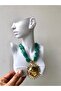 Women's Turquoise Blue Design Special Series Imported Glass Beaded Bone Sun Necklace - 2