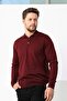 Burgundy Polo Collar Superfine Men's Knitwear Sweater - 3
