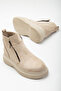 Women's Beige Thick Thermo Sole Zippered Boots - 3