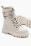 Girl's Beige Skin Thermo Sole Stone Detailed Double Buckle Lace up and Zippered Velcro Boots - 4