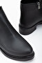 Women's Black Skin Thermo Sole Buckle Double Zipper Short Heeled Boots - 4