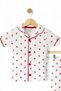 Girl's Summer Short Sleeve Double Breasted Collar Cherry Printed Nightgown Set - 4