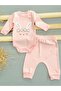 Newborn Baby Girl 3 Piece Bodysuit Set with Ear Accessories and Rabbit Embroidery 3-6-9 Months - 4