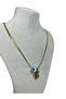 Snake Chain with Evil Eye Beads -E-Letter Pendant- Gold 316L Stainless Steel - 4