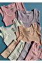 Perforated Model 4-Piece Girls' Thick Strap Tank Top and Triangle Panties Set (Total 8 Pieces) - 4