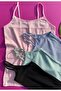 Women's 4 Pieces Rope Strap Cotton Lycra Corded Women's Athlete (Chağla Green- Pink- Light Blue- Black)