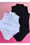 Cotton 2-Pack Black and White Snap Fastener Sleeveless Summer Thin Women's T-Shirt