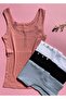 Camisole 4-Pack Dusty Rose, Black, White and Gray (Blue) Color Buttoned Cotton Women's Knitted Undershirt