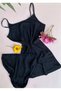 Oval Collar 3-Piece Ecru, Black and White Color Straps Cotton Lycra Ribbed Women's Athlete-Panties Set - 3