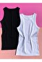 Halter Neckline, 2-Piece Camisole Fabric -Black and White Color- Ribbed Flexible Women's Blouse- Undershirt