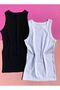 Halter Neck 2-Piece Black and White Premium Texture Camisole T-Shirt Cotton Women's Knitted Undershirt