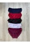 5 Pieces of Plum, Navy Blue, Claret Red, Black and White Lace Cotton Lycra Stylish Women's Panties - 2