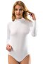 1 Piece White Color Snap Fastened Turtleneck Long Sleeve Cotton Bodysuit (Badi) - 2