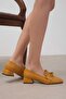 Viola Mustard Color Blunt Toe Women's Low Heel Shoes - 6