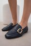 Martina Genuine Leather Navy Blue Color Blunt Toe Women's Loafer Shoes - 2