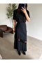 Navy blue lace slit skirt - 2
