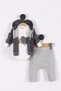 Baby Boy 3-Piece Seasonal Hooded Bear Detailed Cute 3-Piece Bodysuit Baby Set L Anthracite - 5