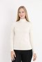 Women's Ecru Long Sleeve Turtleneck Basic Body Badi Slim Fit Lycra Flexible Viscose Daily Blouse - 2