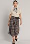 Slit Flared Plaid Skirt with Belt Detail A.Brown 7057 - 4