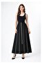 Women's Black Velvet Long Mevlana Skirt with Front Zipper, Flared, Stylish and Modern - 3