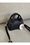 Small Lined Black Hand Bag with Long Strap En17 Boy12