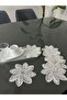 6-Piece Silvery Coffee-Edged Stylish Presentation Tulle Napkins with Laces - 6