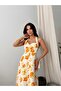 25Y5204 Women's Orange Patterned Crochet Strap Dress - 4