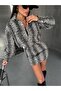 Black and White Leopard Print Long Sleeve Mini Jumpsuit