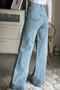 Queen 2 Women's Loose Lycra 90's Non-Fading Ice Blue Super High Waist Wide Leg Denim Jeans Palazzo Trousers - 4