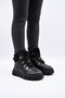 Carmen Plush Fur Collar Detailed Lace up and Zippered Leather Girls' Boots Black - 2
