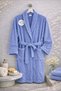 Blue Colored 100% Cotton Shawl Collar Bathrobe