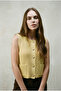 Gold Buttoned Women's Knit Vest - 100% Cotton - 2